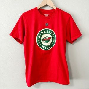 Reebok Minnesota Wild NHL Parise Red Short Sleeve Cotten Tee Size Medium